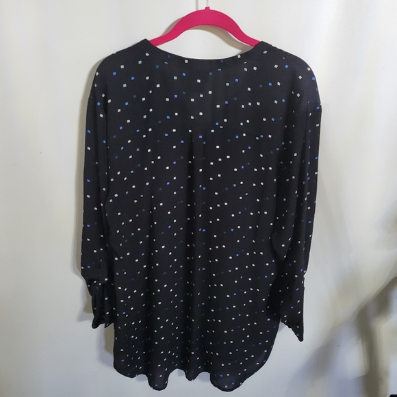 Worthington Blouse Long Sleeve 1/2 Button Front Polka Dot Tie Cuff, Size XL - Picture 4 of 7